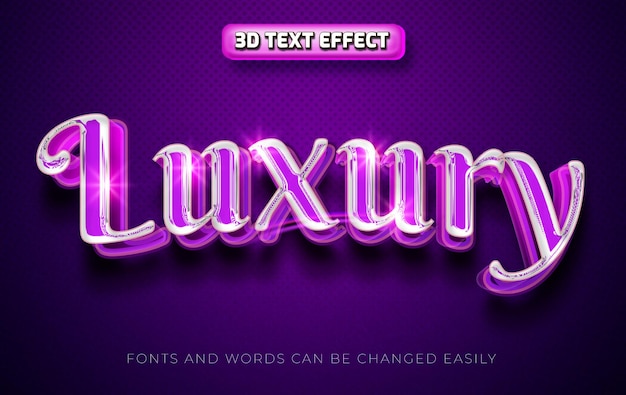 Style d'effet de texte modifiable 3d violet de luxe