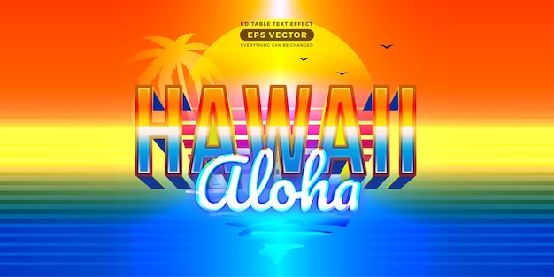 Style D'effet De Texte Modifiable Aloha D'hawaï Avec Un Concept De Lumière Au Néon Dynamique Pour La Promotion D'affiches Et De Modèles De Bannières à La Mode