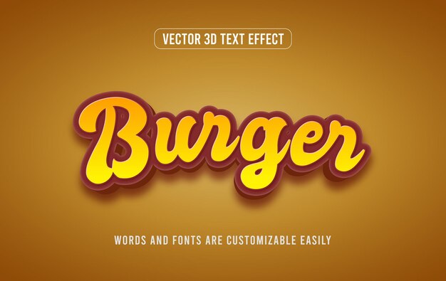 Style D'effet De Texte Modifiable Burger 3d