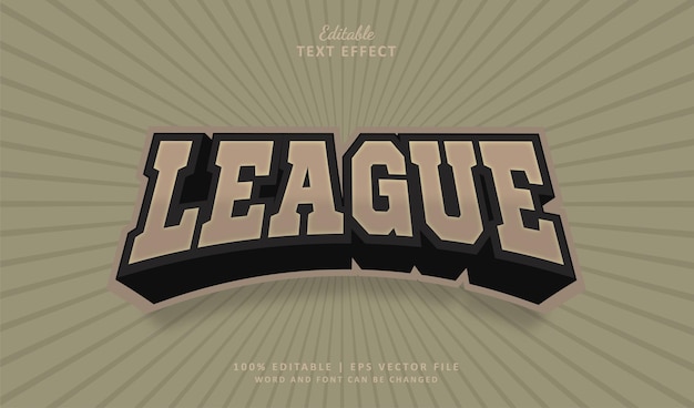 Vecteur style d'effet de texte modifiable de la ligue vintage