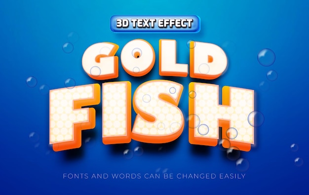 Style d'effet de texte modifiable poisson d'or 3d