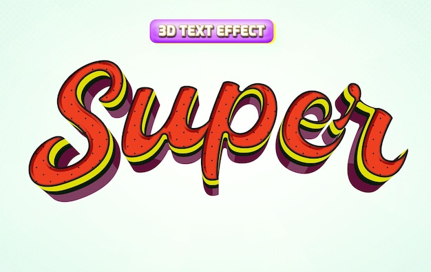 Vecteur style d'effet de texte modifiable super 3d