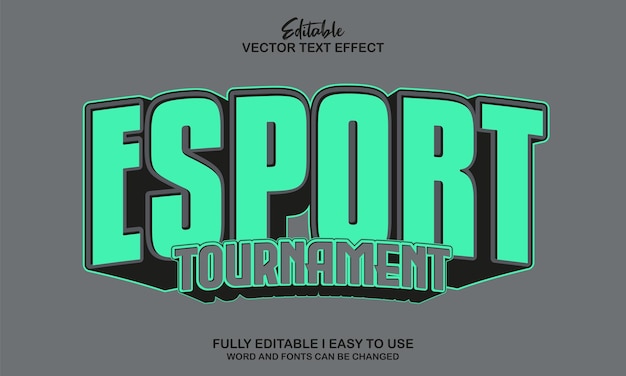 Vecteur style d'effet de texte modifiable de tournoi d'esport 3d