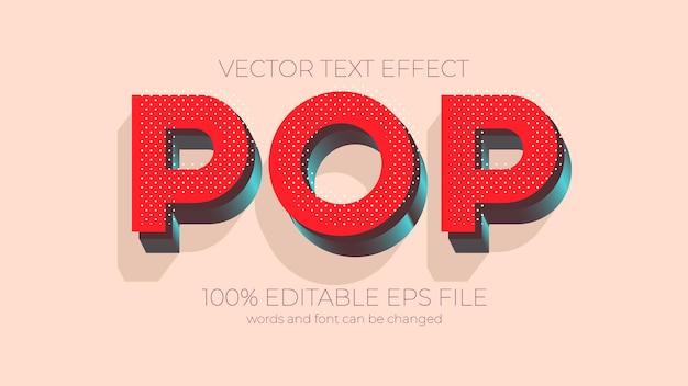 Style d'effet de texte modifiable vintage POP Effet de texte vintage POP modifiable EPS