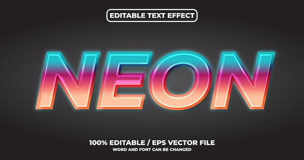 Vecteur style d'effet de texte neon