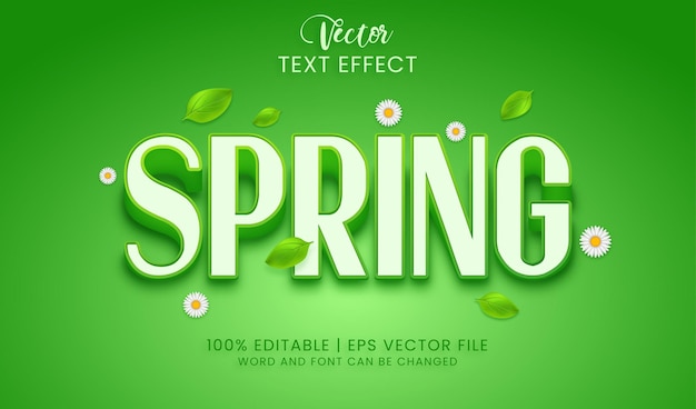 Style D'effet De Texte De Printemps Avec Des Feuilles