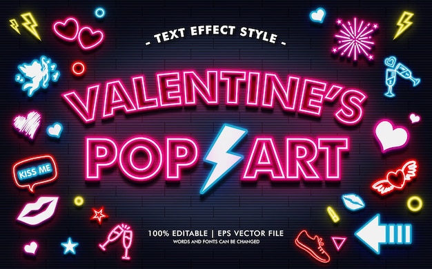 Style D'effets Texte Pop Art De La Saint-valentin