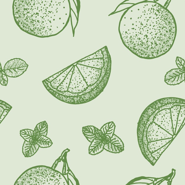 Vecteur le style d'esquisse d'illustration des fruits avec un motif sans couture de texture en pulvérisation