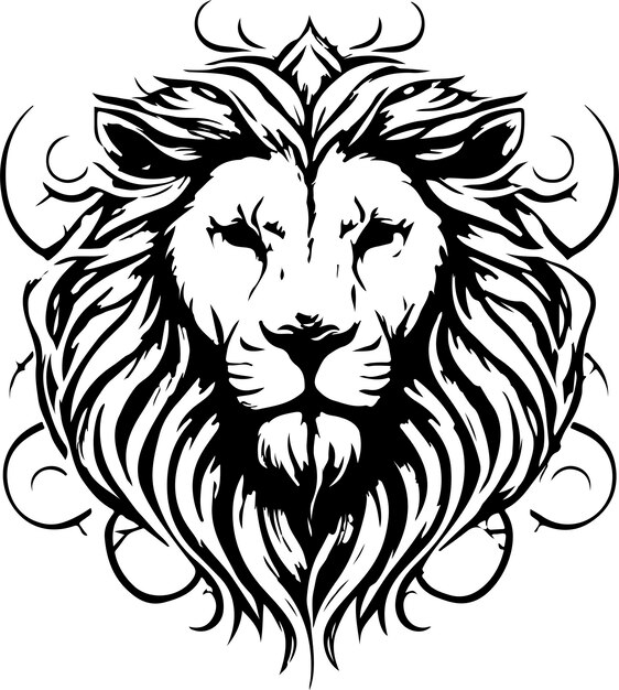 Style graphique ethnique Lion avec ornements celtiques et crinière à motifs. Illustration vectorielle.