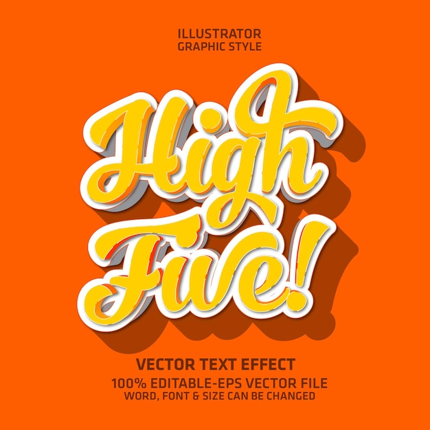 Style Graphique D'illustrateur D'effet De Texte Modifiable High Five