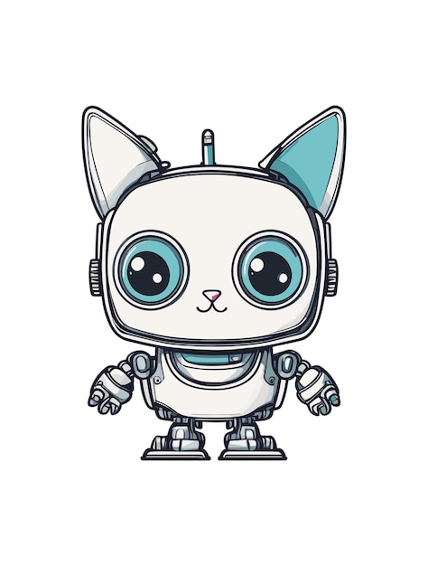 Vecteur style de griffonnage de chat robot futuriste mignon