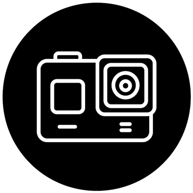 Le style de l'icône de la caméra d'action de conception vectorielle