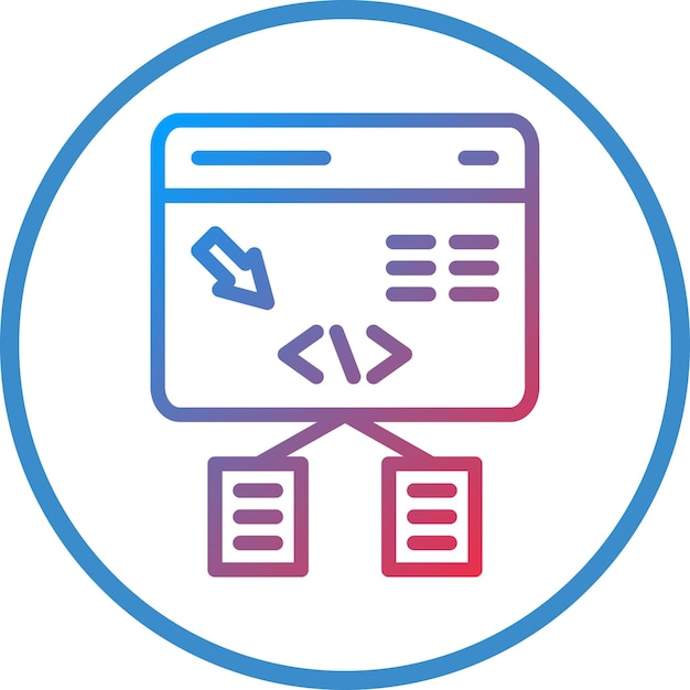 Style d'icône du cadre de conception de code vectoriel