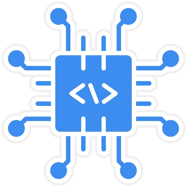 Style d'icône du processeur de code de conception vectoriel