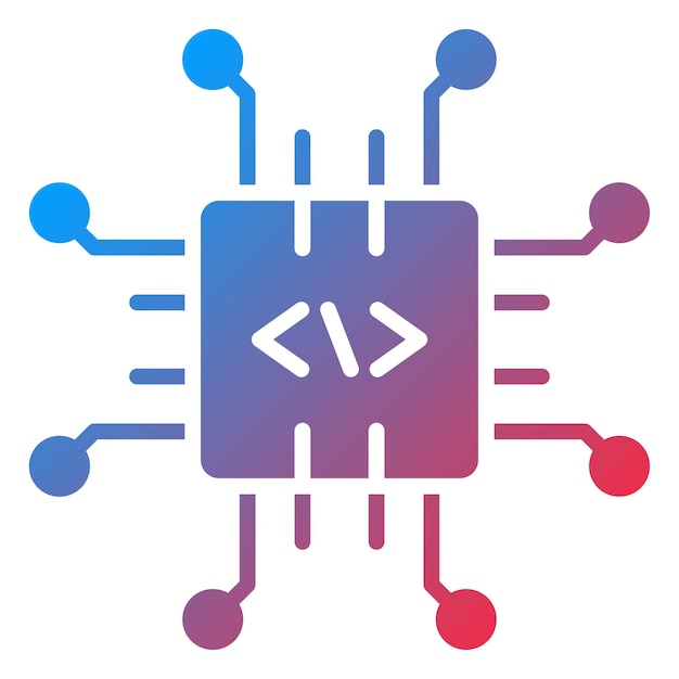 Style d'icône du processeur de code de conception vectoriel