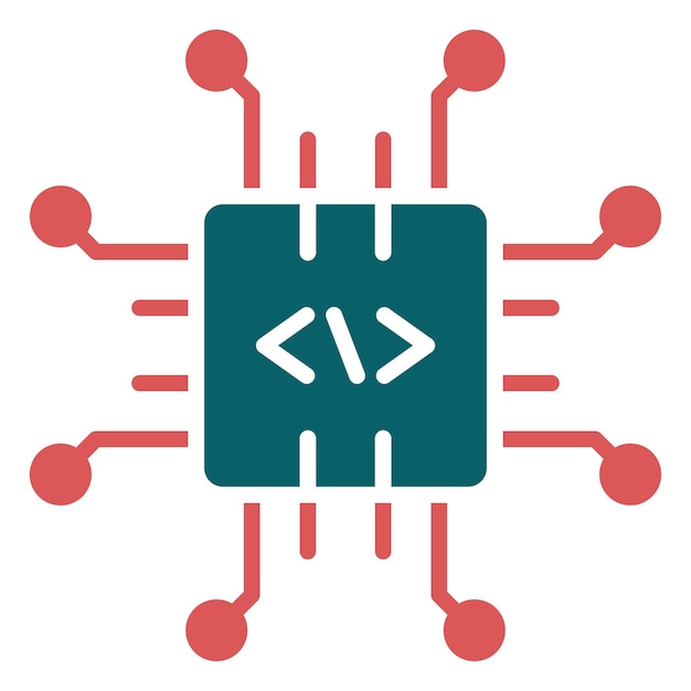 Style d'icône du processeur de code de conception vectoriel