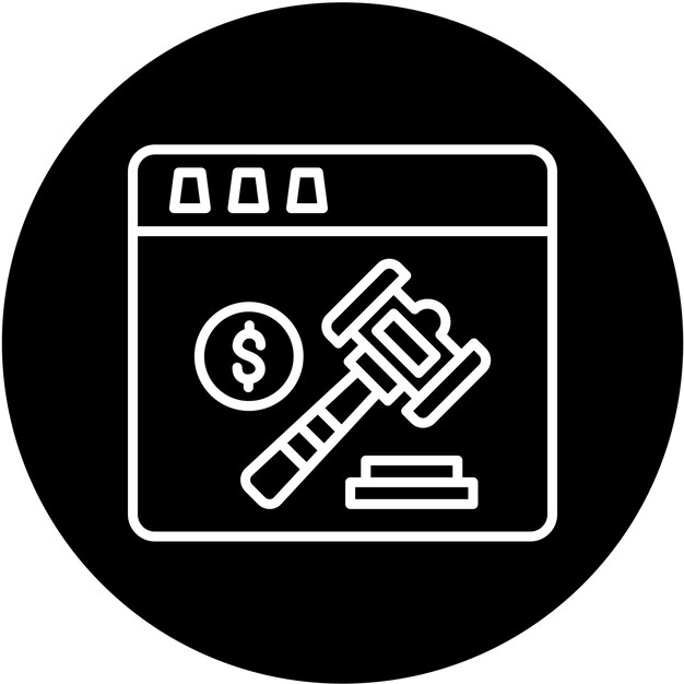 Le style d'icône du site Web d'enchères de conception vectorielle