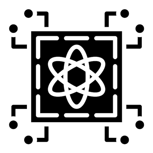 Le style de l'icône de l'informatique quantique de conception vectorielle