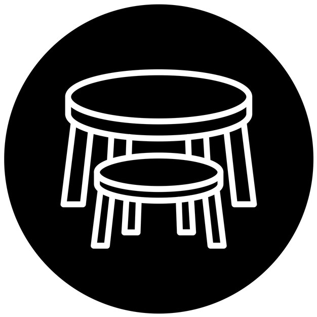 Le style d'icône des tables à café à nidification vectorielle