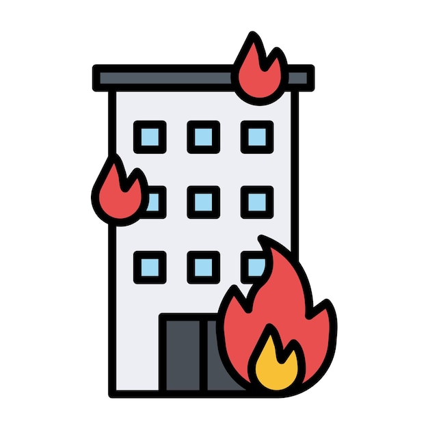 Vecteur style d'illustration du vecteur de feu du bâtiment