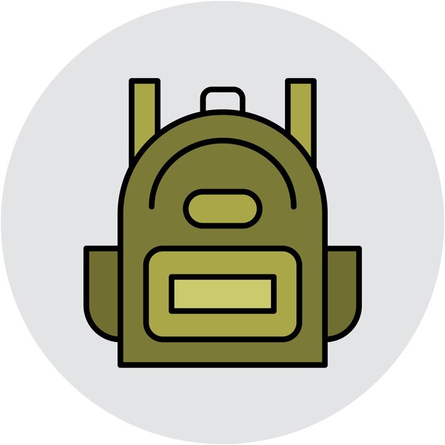Style d'illustration vectoriel du sac à dos de l'armée