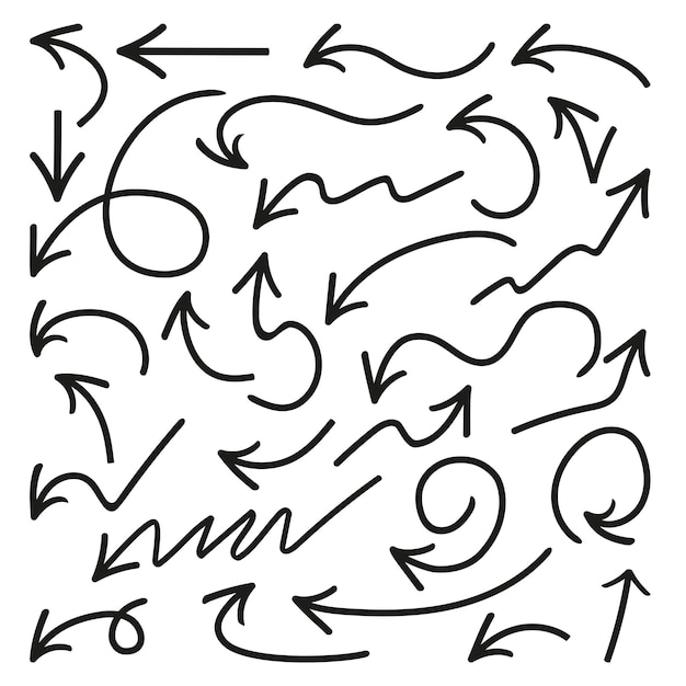 Style de ligne de collection de flèches dessinées à la main
