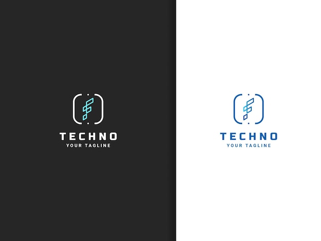 Vecteur style de ligne de conception de logo techno