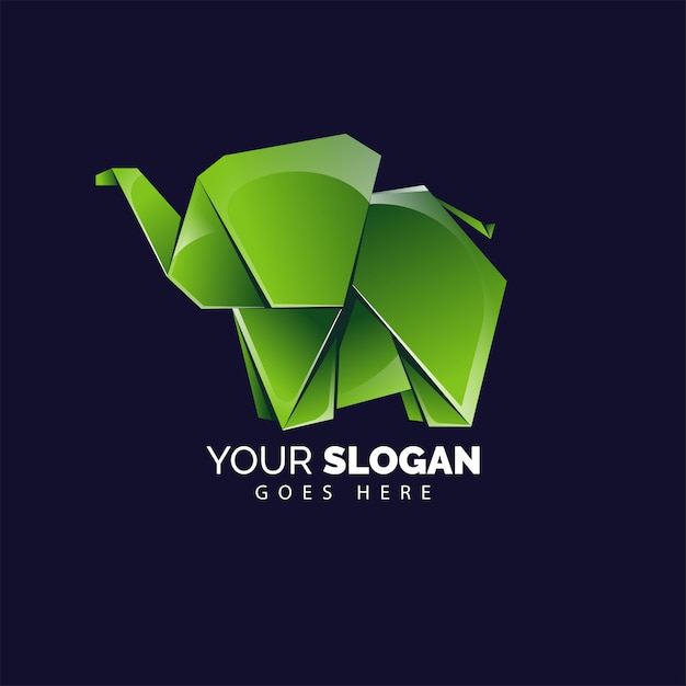 Style De Logo éléphant Origami Mignon