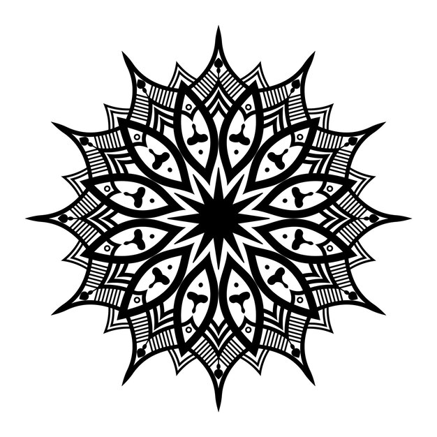 un style luxueux d'art de mandala de lotus dessiné à la main avec un vecteur de fond noir et blanc