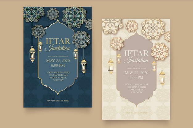 Vecteur style de modèle d'invitation iftar