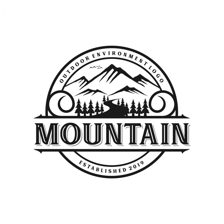 Vecteur style de monogramme de logo montagne vintage