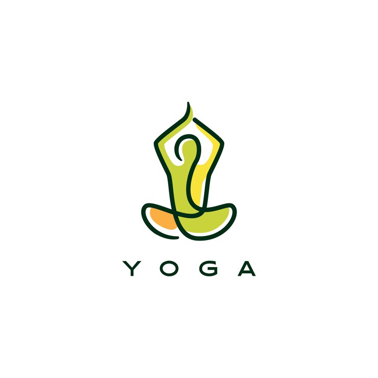 Vecteur style de monoline contour logo ligne yoga