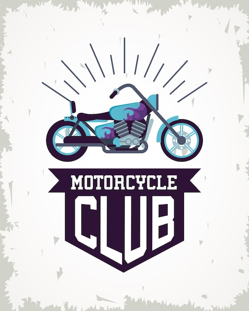 Style De Moto Chopper Avec Illustration Du Club Ruban Et Cadre