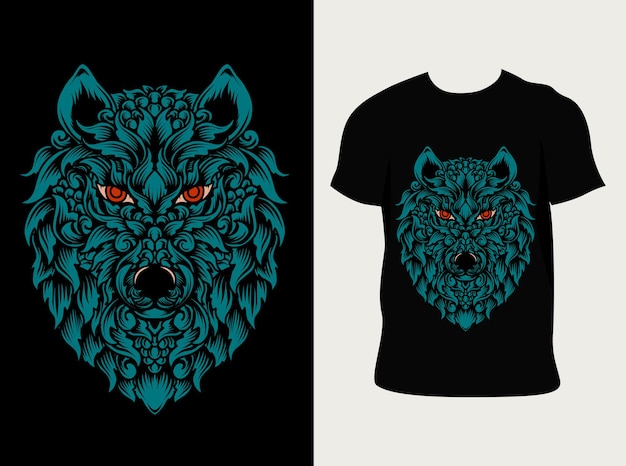 Style D'ornement De Tête De Loup Avec Un T-shirt