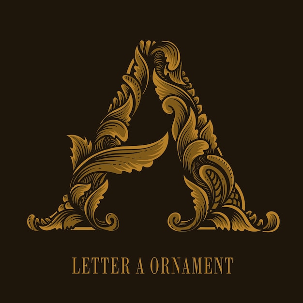 Style d'ornement vintage logo lettre A