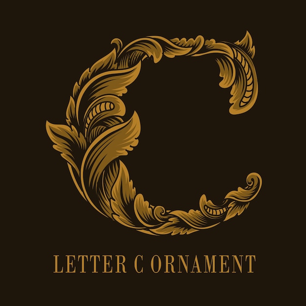 Style D'ornement Vintage Logo Lettre C