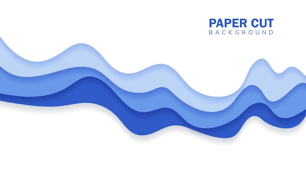 Style de papercut fond abstrait vague bleue