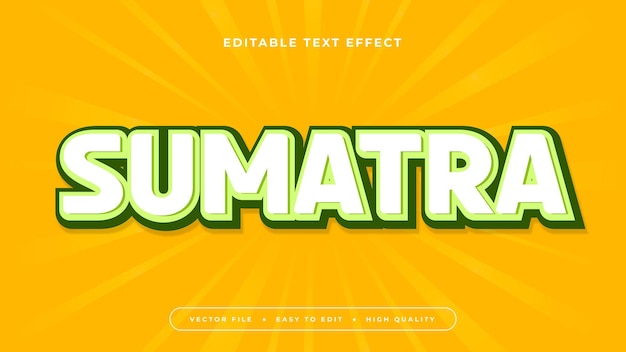 Le style de police d'effet de texte 3D éditable de Sumatra jaune vert et blanc
