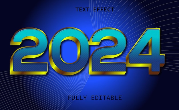 Vecteur style de police d'effet de texte 3d modifiable 2024