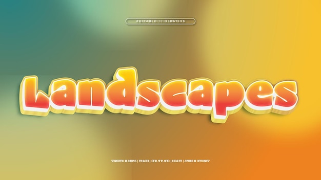 Le style de police d'effet de texte 3D modifiable de paysage vert orange et blanc