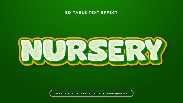 Le style de police d'effet de texte 3D modifiable de la pépinière vert orange et blanc