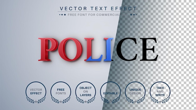Vecteur style de police de l'effet de texte modifiable de la police
