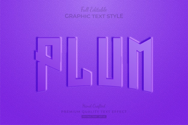 Style De Police D'effet De Texte Modifiable En Relief Violet Prune