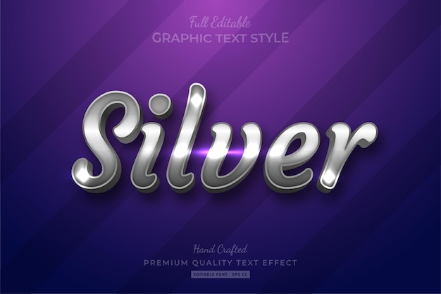 Style de police d'effet de texte modifiable Silver Shine