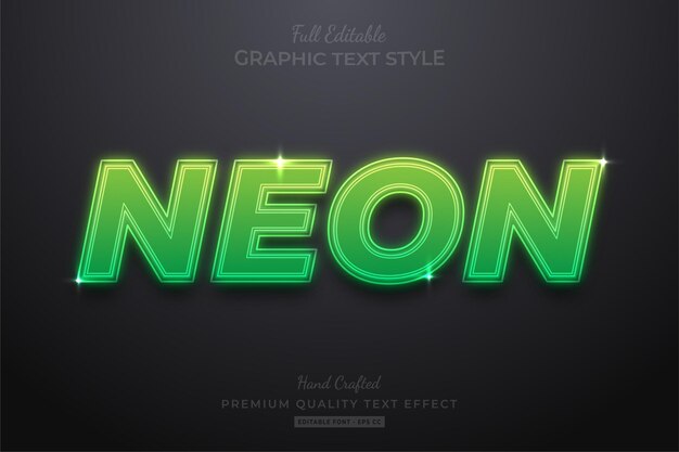 Style de police d'effet de texte modifiable vert néon