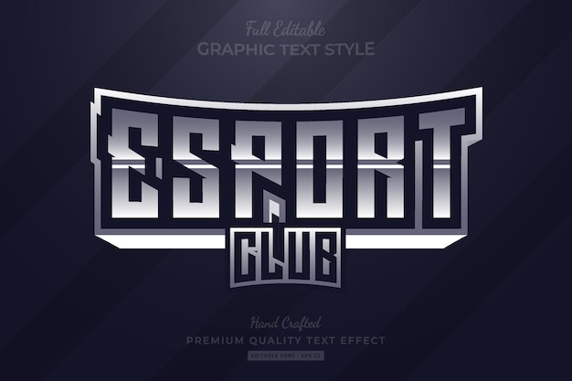 Style De Police D'effet De Texte Premium Modifiable Gris Esport Club