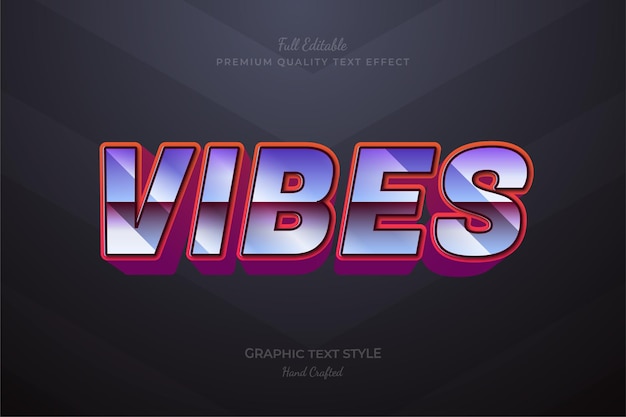 Vecteur style de police d'effet de texte premium modifiable vibes 80's retro gradient