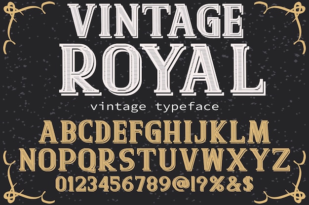 Vecteur style de police vintage alphabétique graphique royal