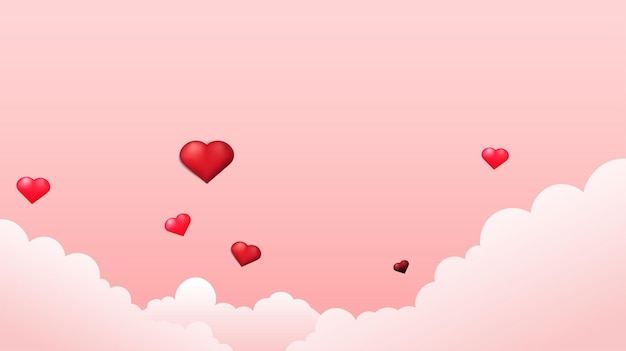 Style réaliste de coeur d'amour 3d pour cadre de bannière