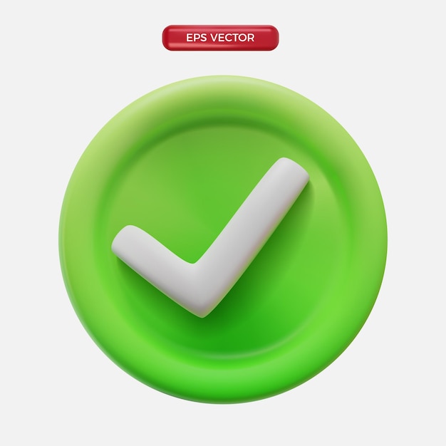 Style de rendu de dessin animé de signe d'acceptation vert 3Djpg